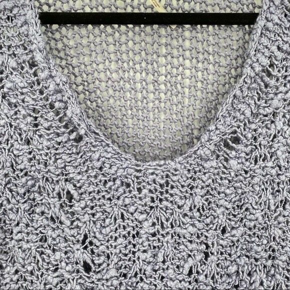 Free People NWT Sunday Shore Cotton Blend Chunky Open Knit Purple Sweater New - Picture 5 of 10
